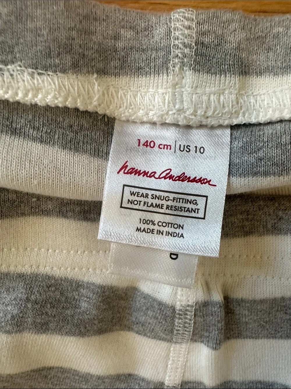 Hanna Andersson Gray White Striped HannaJams Pajama Set Size 10 Boys Girls NWT